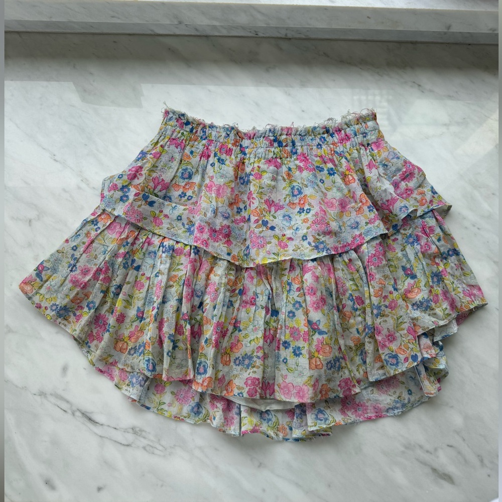 LOVESHACKFANCY ruffle mini skirt XS